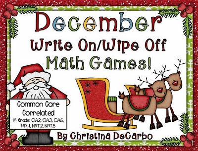 December Write On/Wipe Off Math Games!