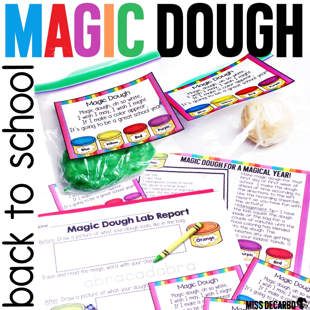 magic dough first day of school activity