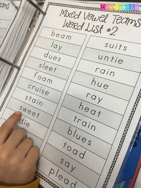 mixed vowel teams - No Prep Reading Intervention Binder ELA Edition 2: Packed with phonics and fluency activities, ideas, resources, printables, and word lists for small groups, RTI, one on one intervention and instruction, and literacy groups. Great for teachers, volunteers, and intervention specialists. Tons of reading intervention ideas and strategies by Miss DeCarbo!