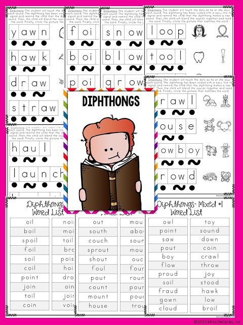 diphthongs - No Prep Reading Intervention Binder ELA Edition 2: Packed with phonics and fluency activities, ideas, resources, printables, and word lists for small groups, RTI, one on one intervention and instruction, and literacy groups. Great for teachers, volunteers, and intervention specialists. Tons of reading intervention ideas and strategies by Miss DeCarbo!