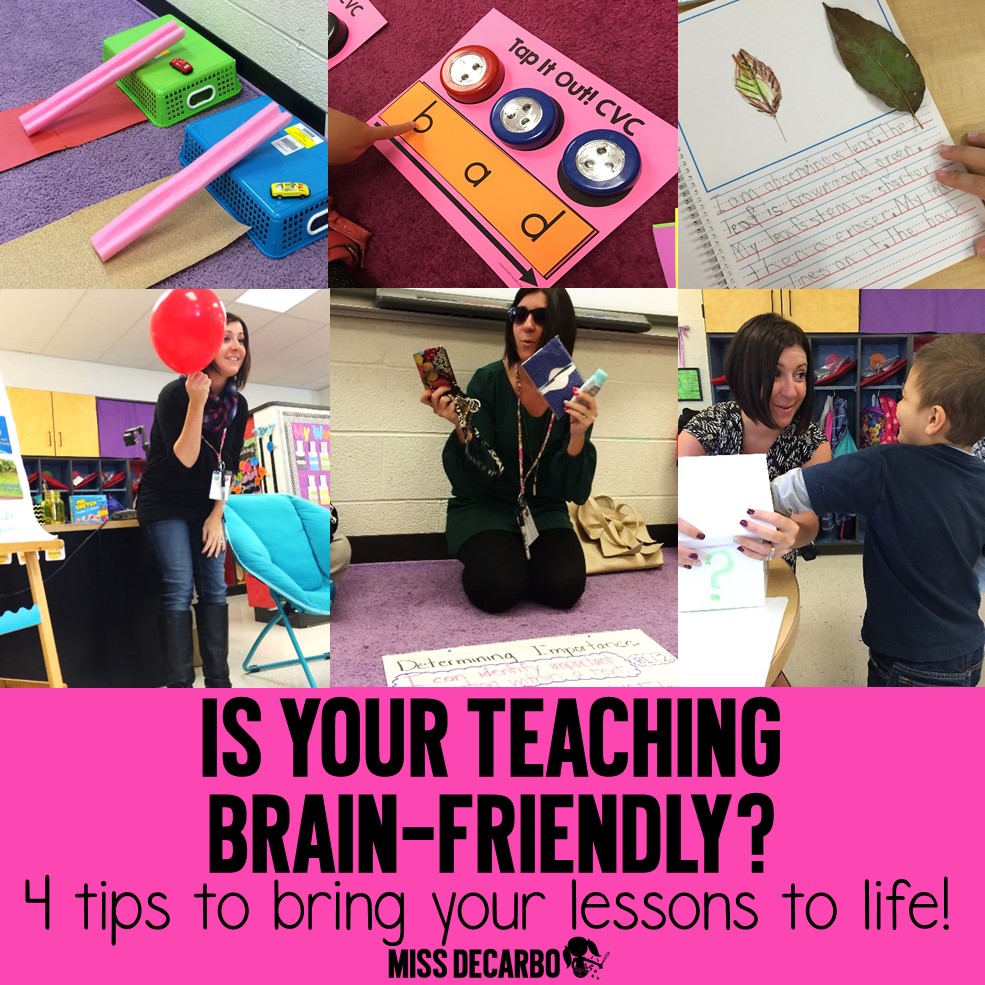 4 Tips for Brain Friendly Teaching! Learn how to make your lesson plans engaging, relevant, concrete, and visual! TONS of activities, ideas, and resources for your primary classroom.