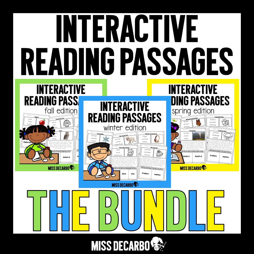 FREE interactive reading passage sample to try out in your small groups. Interactive reading passages focus on vocabulary, comprehension questions, text evidence, context clues, and fluency! 