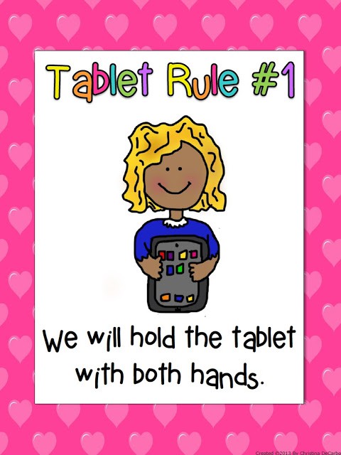 5 Teacher Tips for Technology Organization by Miss DeCarbo: Tablet Rules FREEBIE