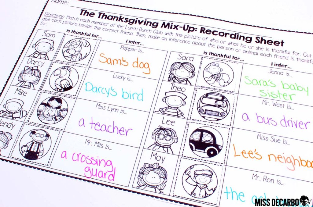 Thanksgiving inference resource - really FUN literacy activities and lessons to complete with your students. It includes differentiated recording sheets, a writing extension activity, inference riddle task cards, and more!