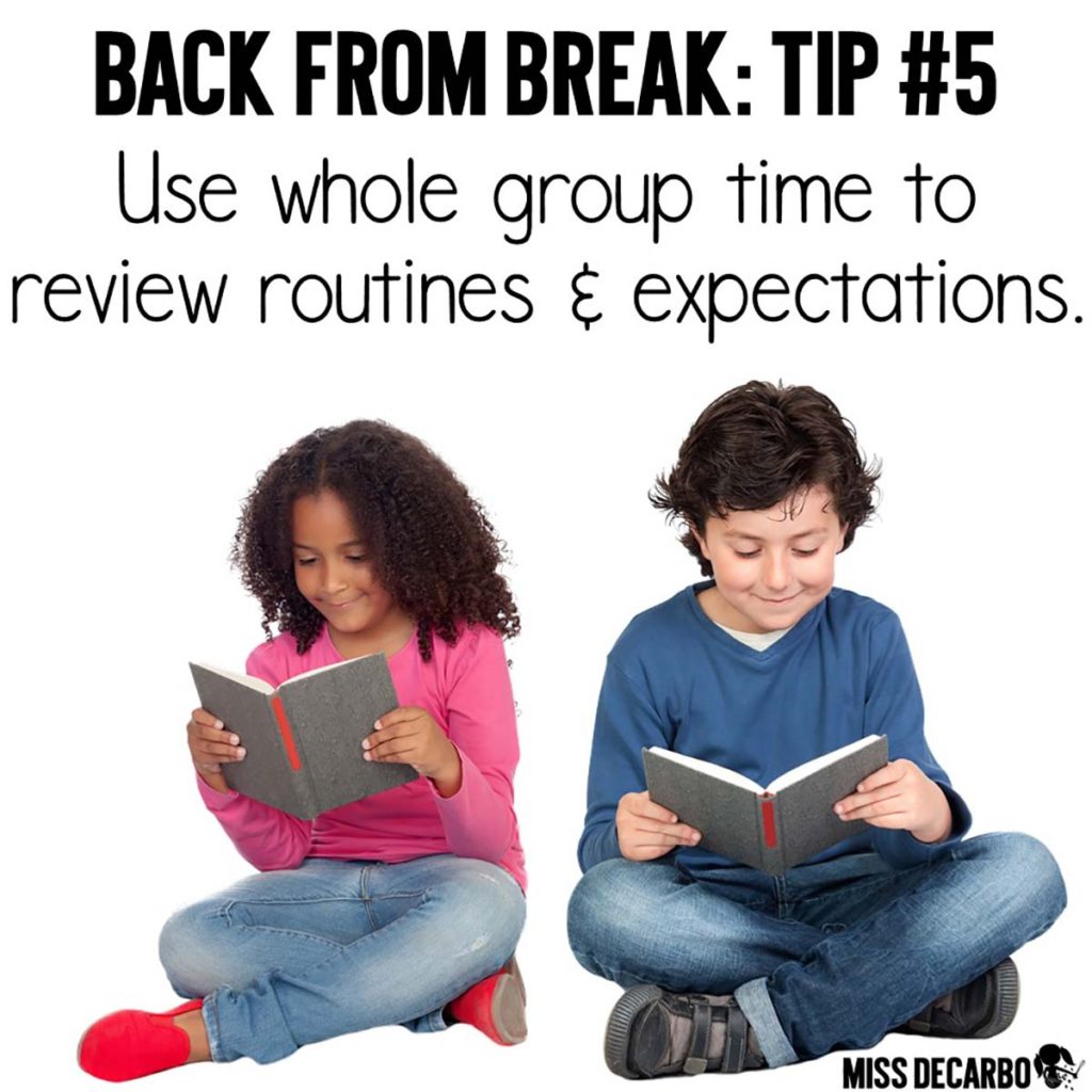 5 Teacher Tips for the First Day Back From Winter Break: Simple and Important Reminders for Primary Teachers - Miss DeCarbo shares classroom management ideas for a smooth transition back to school. Learn why to intentionally add white space to your lesson plans, how to eliminate stress during morning work, and what routines, procedures, and rules to spend time reviewing. 