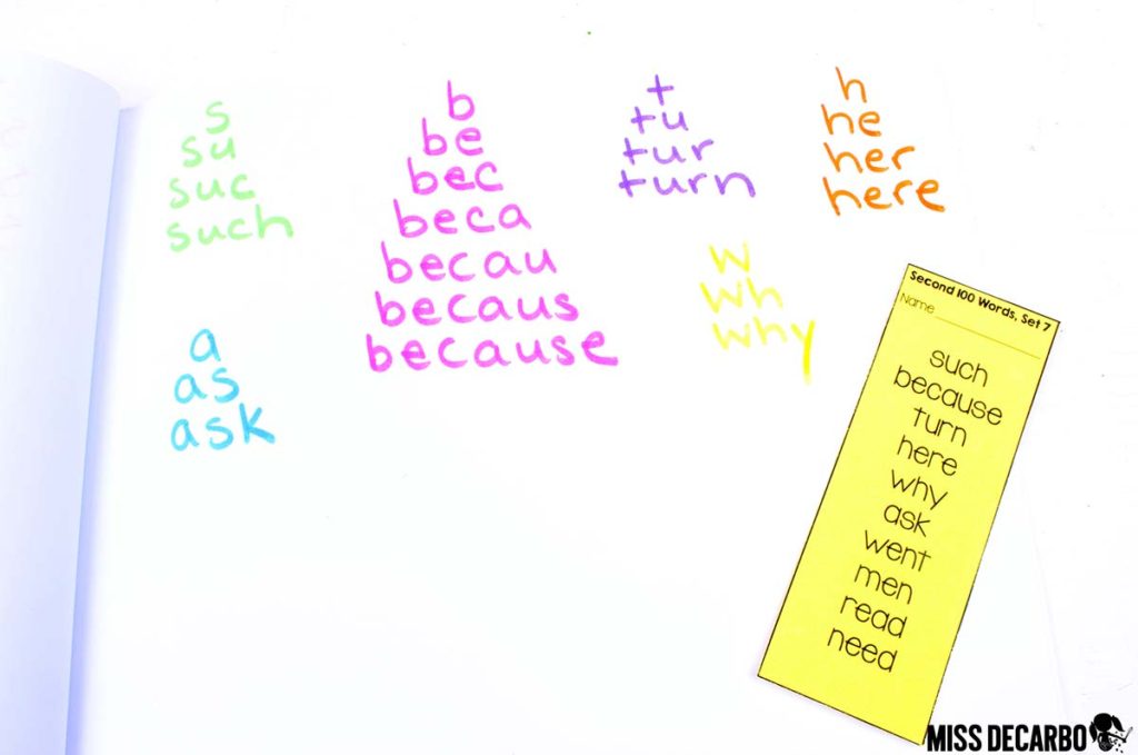 Pyramid Writing - 20 Word Work Ideas for Sight Word Spelling Practice (with freebies!)