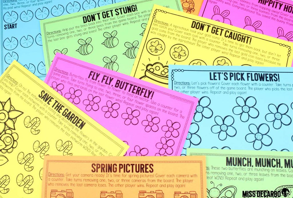 Spring Strategy Games for Little Learners: Learn the importance of logical thinking and how to teach it to students within the classroom. Discover several easy strategy games and centers to teach critical thinking skills to young children.