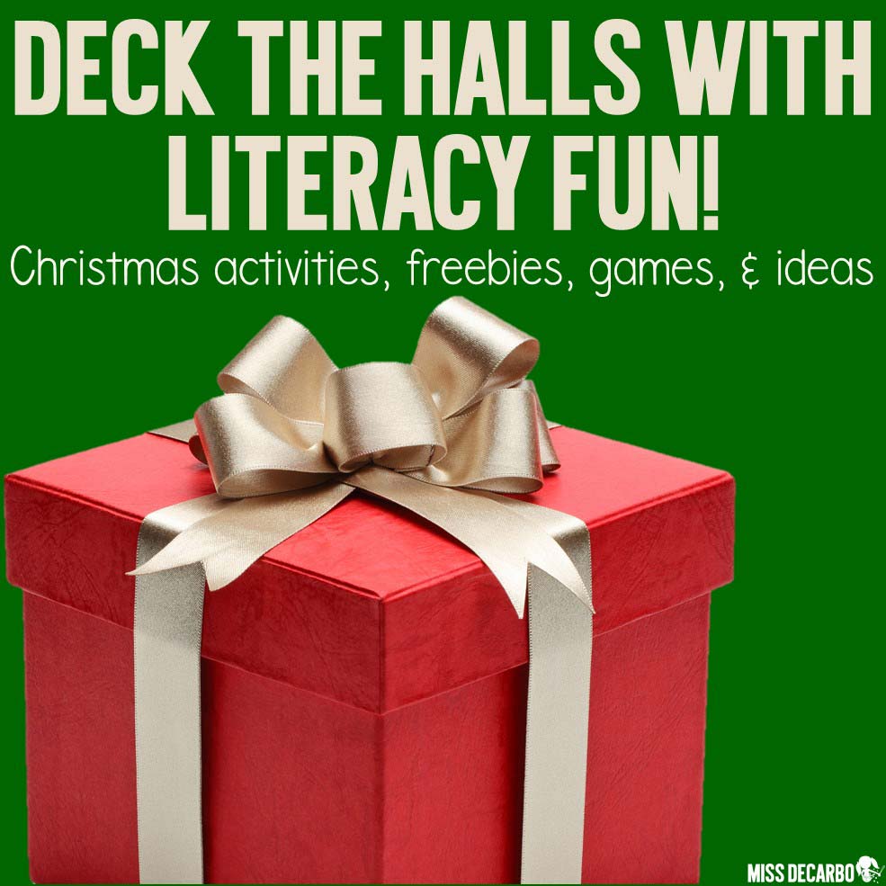 Christmas reading activities, ideas, games, and a free Christmas writing page to use for word work centers and writer's workshop.