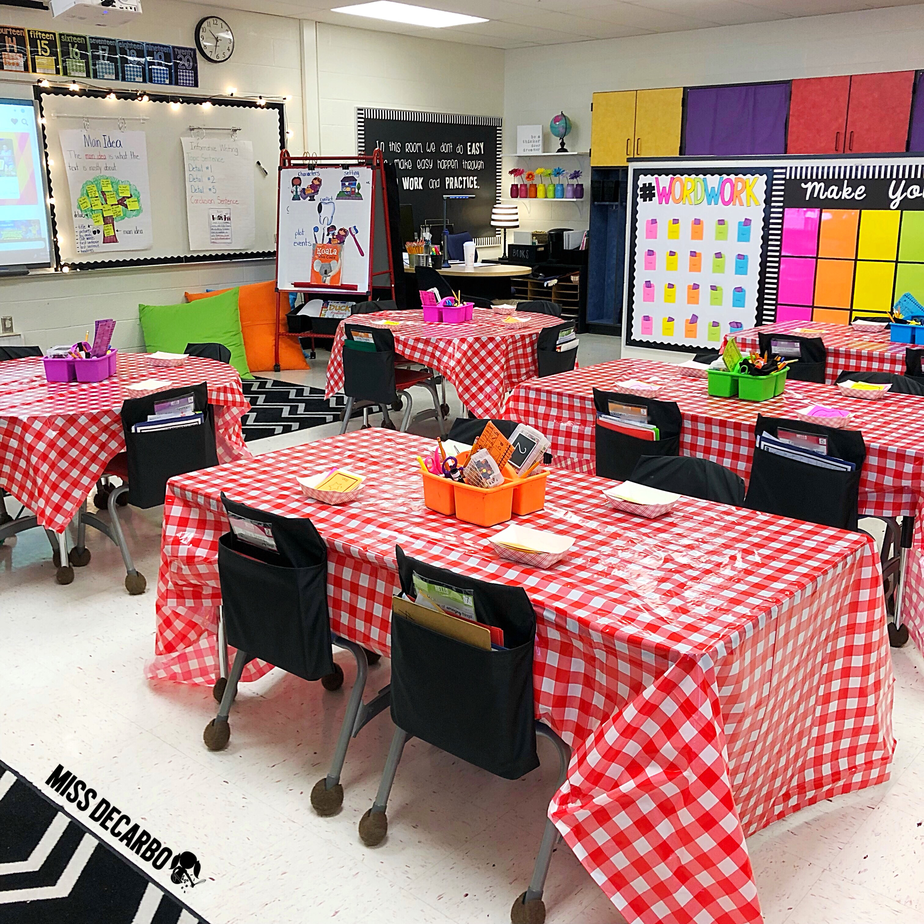 Decorate your classroom with checkered tablecloths for Restaurant Retell day! Your students will love making a retelling sandwich and using to-go boxes for their visual retelling tool!