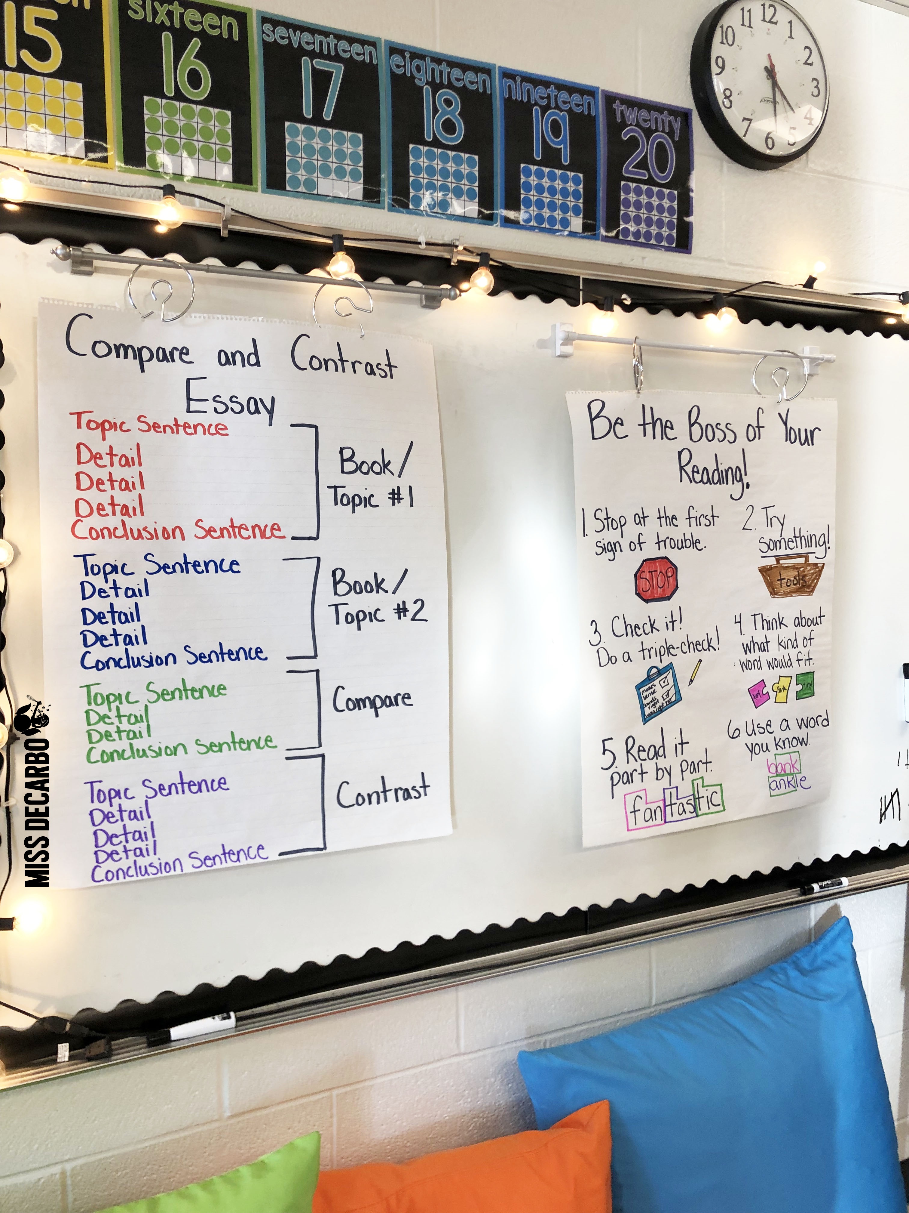 Learn how to use magnetic curtain rods to display anchor charts and posters for easier classroom organization!