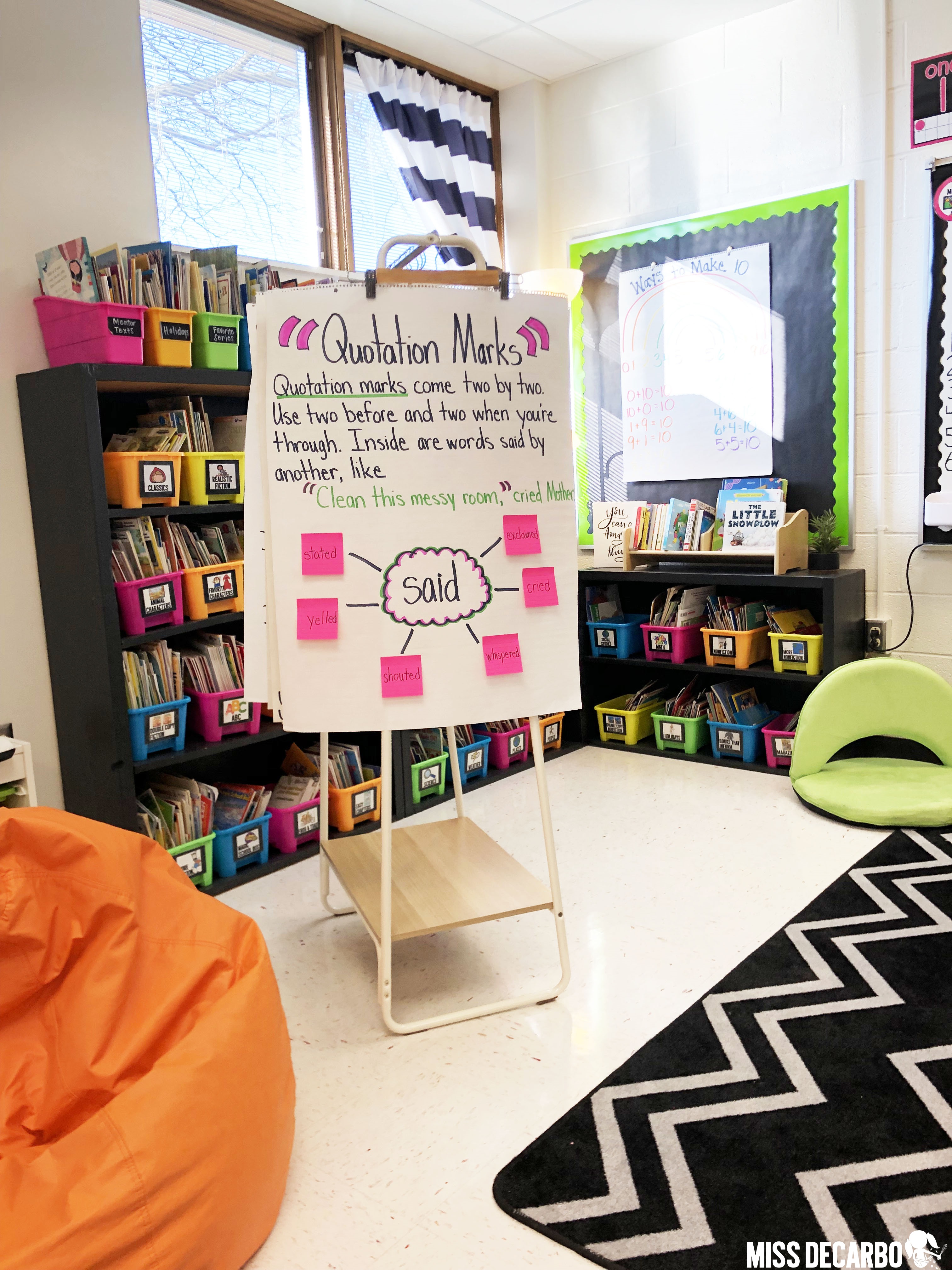 Learn how to use a clothing rack for storing and displaying anchor charts and posters. This is a classroom organization must-have!