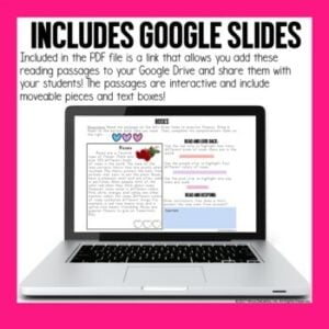 Valentine's Day Text Evidence Reading Passages Digital Distance ...