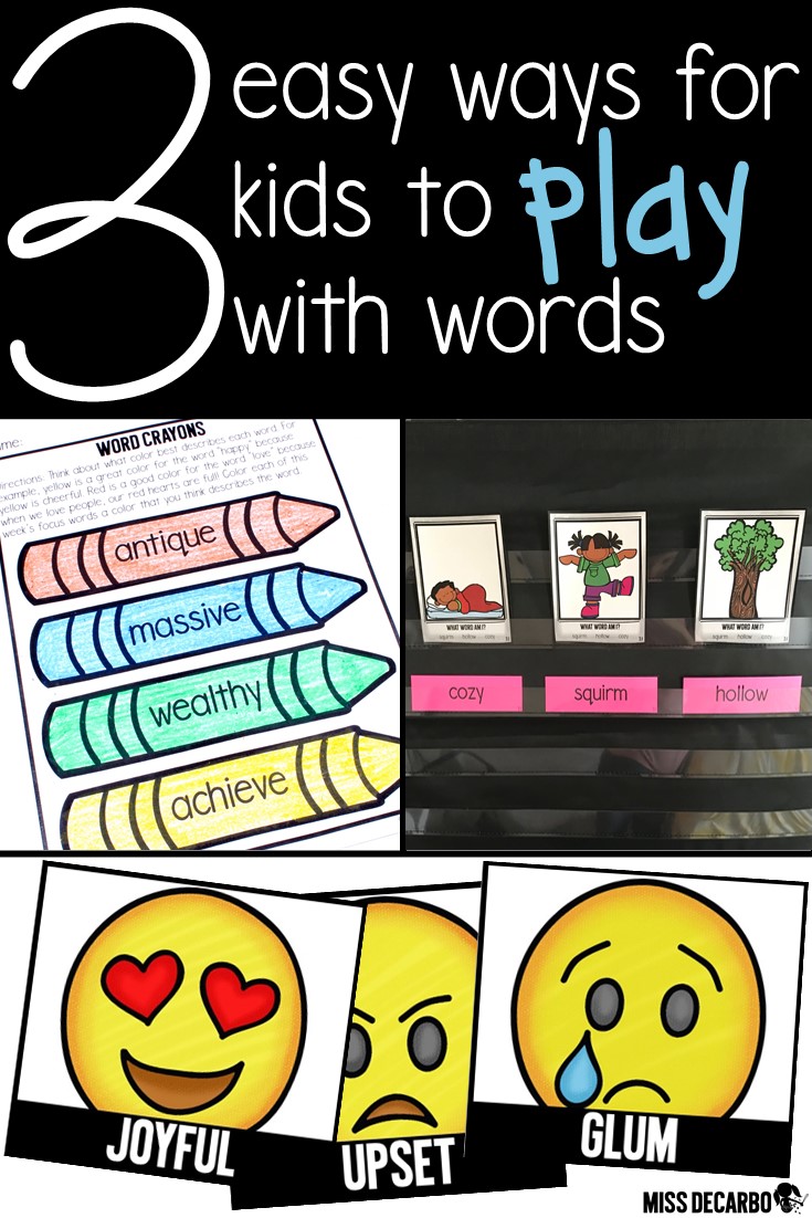 Three ways for kids to play with vocabulary words in the classroom. Teachers will love these easy and engaging vocabulary ideas and lessons!