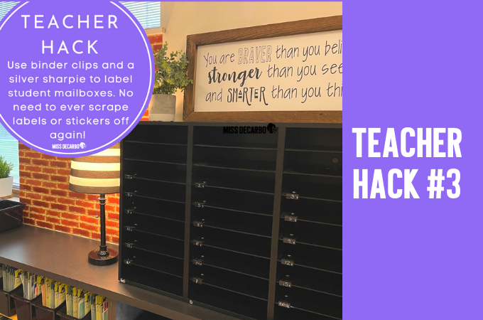 Use binder clips to label student mailboxes with this easy teacher hack!
