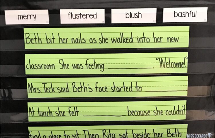 Teach vocabulary words within context. Using stories and sentences of various situations and scenarios helps students with word ownership.