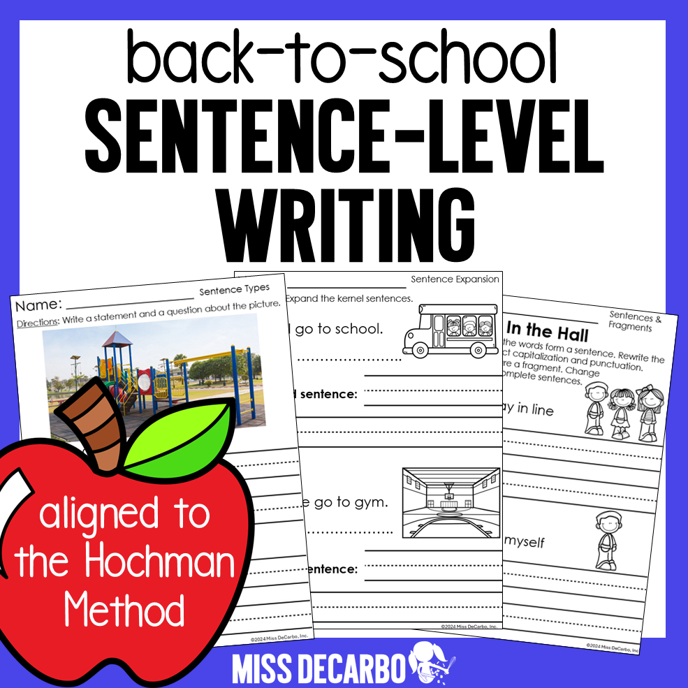 sentence level writing back to school