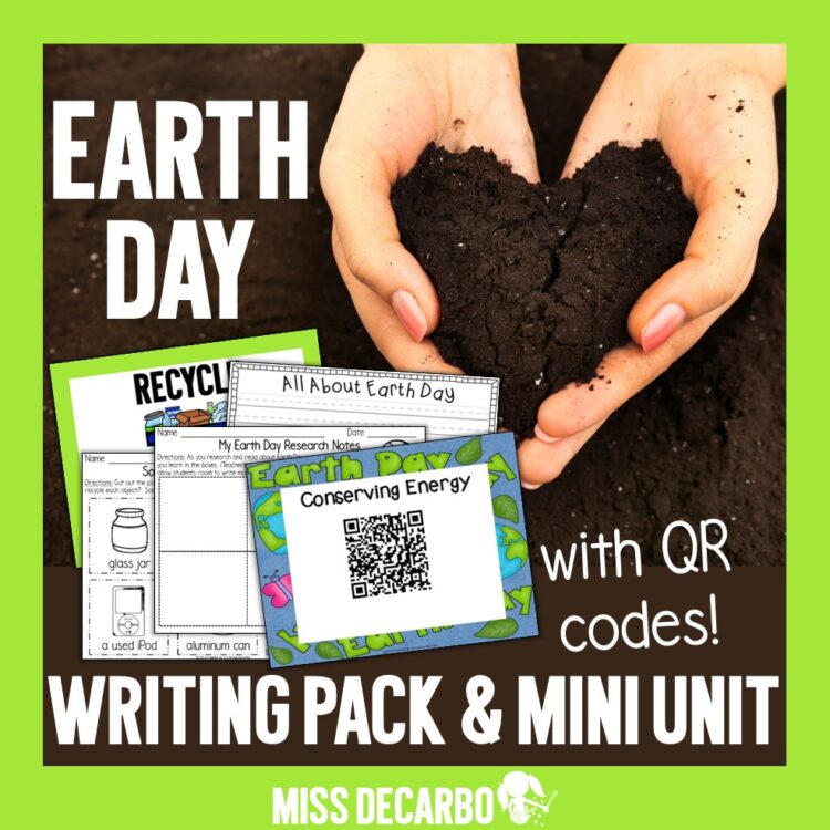 Earth Day writing, research, and reading resource with vocabulary posters, writing templates, and note-taking resources.