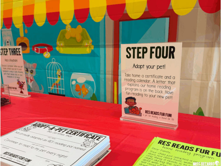 Set up a monthly reading program for students and families called the Pet Shop Reading Program!